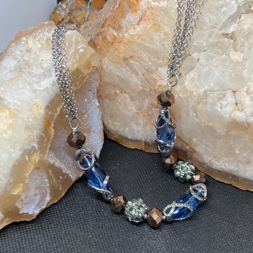 Simply Vera Blue and Brown Beaded Necklace